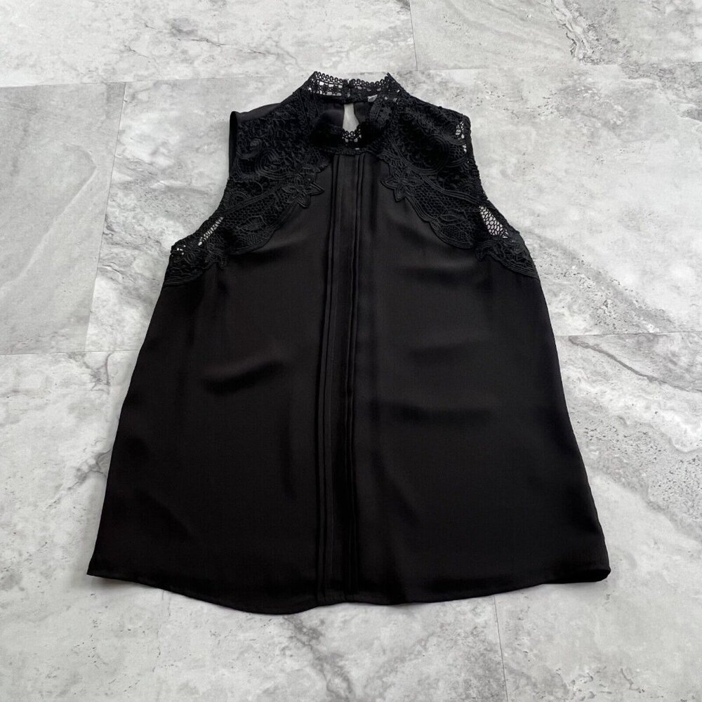 BB Dakota Black Chiffon Tank Top Lace Sleeveless Size Xsmall‎ XS
